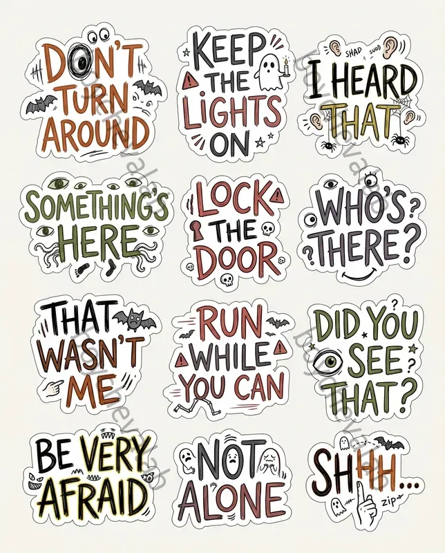 Halloween Words Phrases Stickers