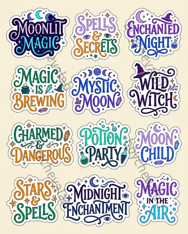Halloween Words Phrases Stickers