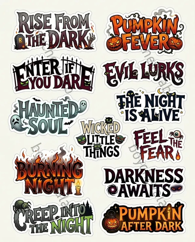 Halloween Words Phrases Stickers