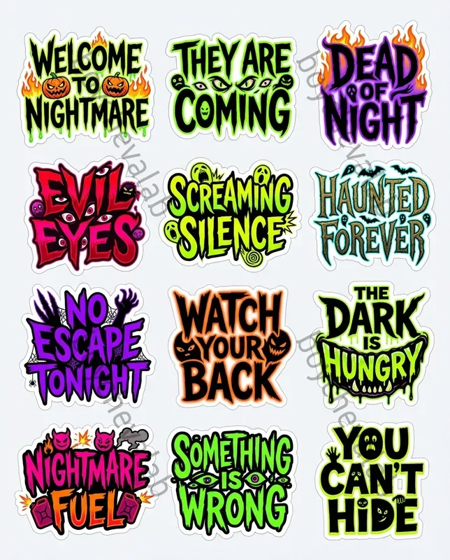 Halloween Words Phrases Stickers