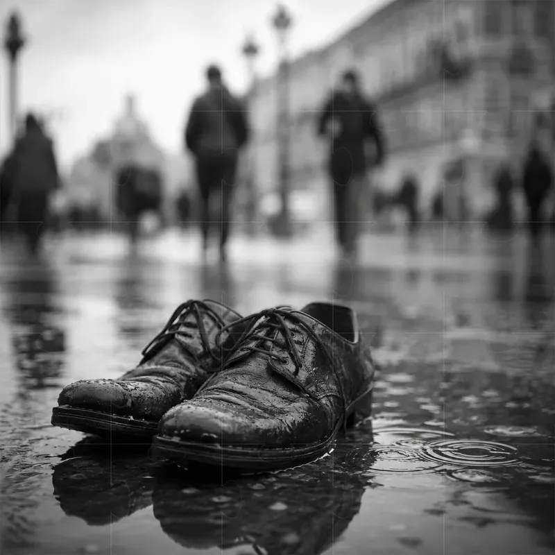 Black And White Rainy Street Fine Art