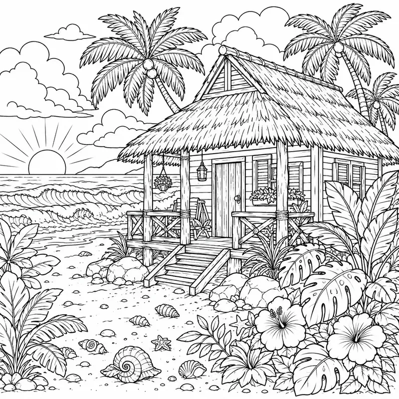 Tropical Line Art Coloring Pages