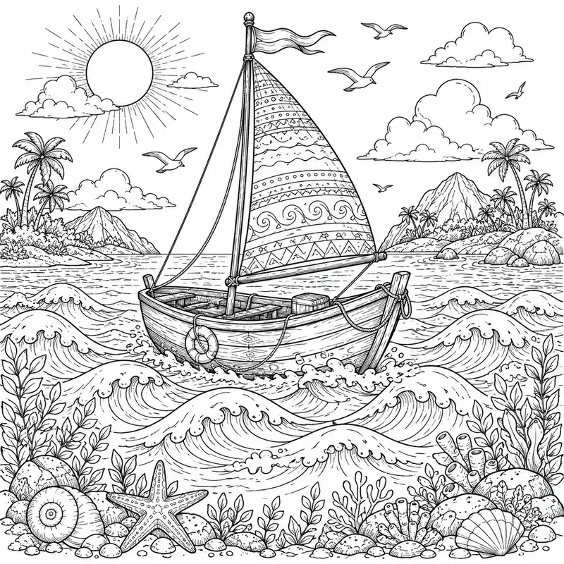 Tropical Line Art Coloring Pages