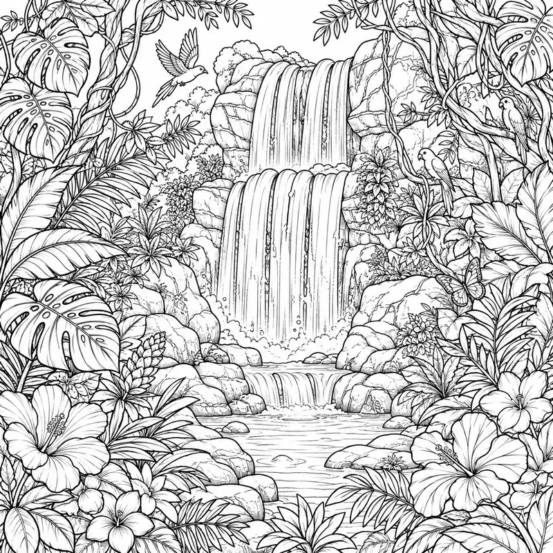Tropical Line Art Coloring Pages