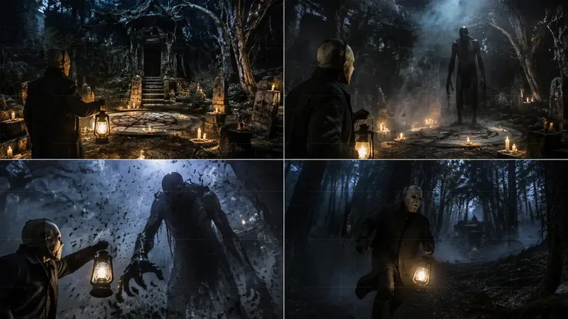 80s Grid Dark Fantasy Film Storytellings