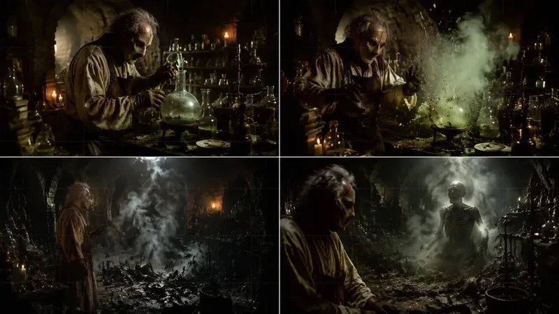 80s Grid Dark Fantasy Film Storytellings