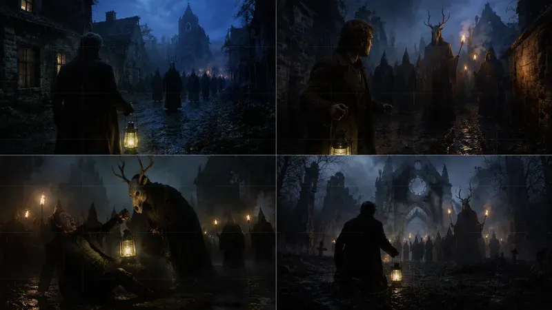 80s Grid Dark Fantasy Film Storytellings