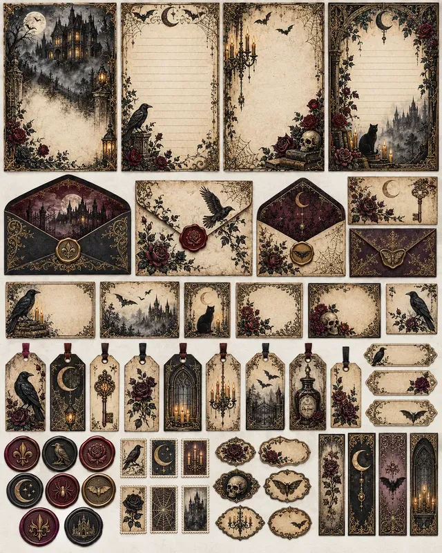 Gothic Halloween Stationery Sets