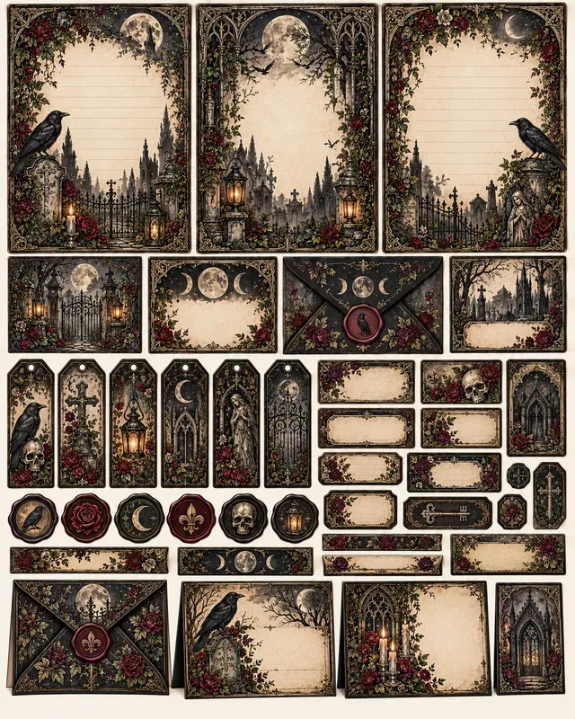 Gothic Halloween Stationery Sets