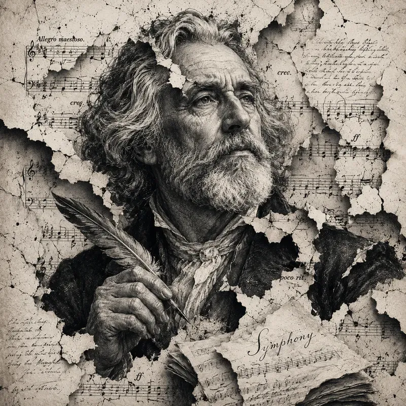 Torn Music Portrait Sketch Masterpieces