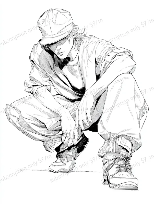 Edgy Kpop Line Art Poses
