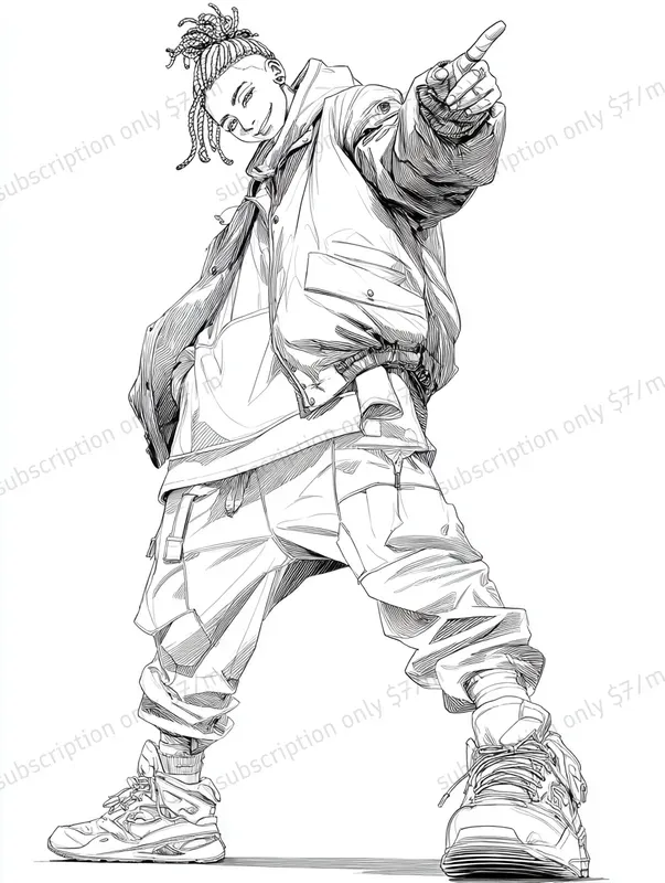 Edgy Kpop Line Art Poses