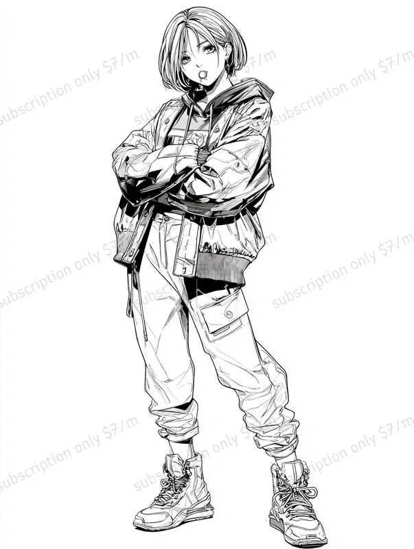 Edgy Kpop Line Art Poses