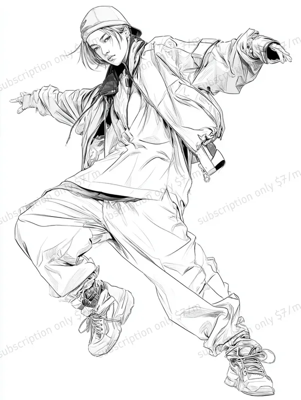 Edgy Kpop Line Art Poses