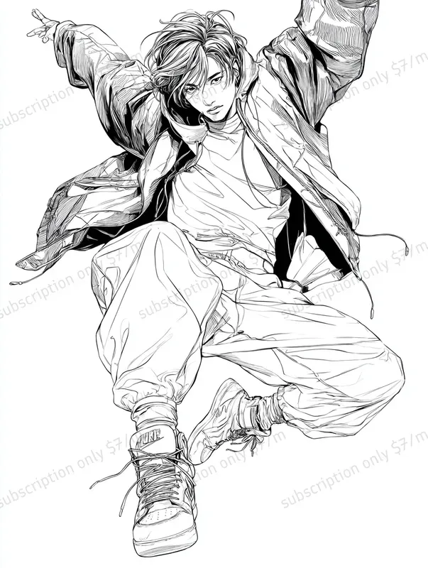 Edgy Kpop Line Art Poses