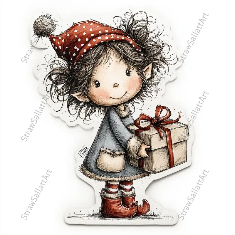 Cute Christmas Character Sticker Cliparts