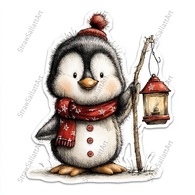 Cute Christmas Character Sticker Cliparts
