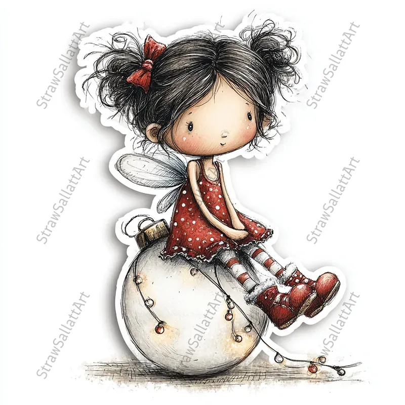 Cute Christmas Character Sticker Cliparts