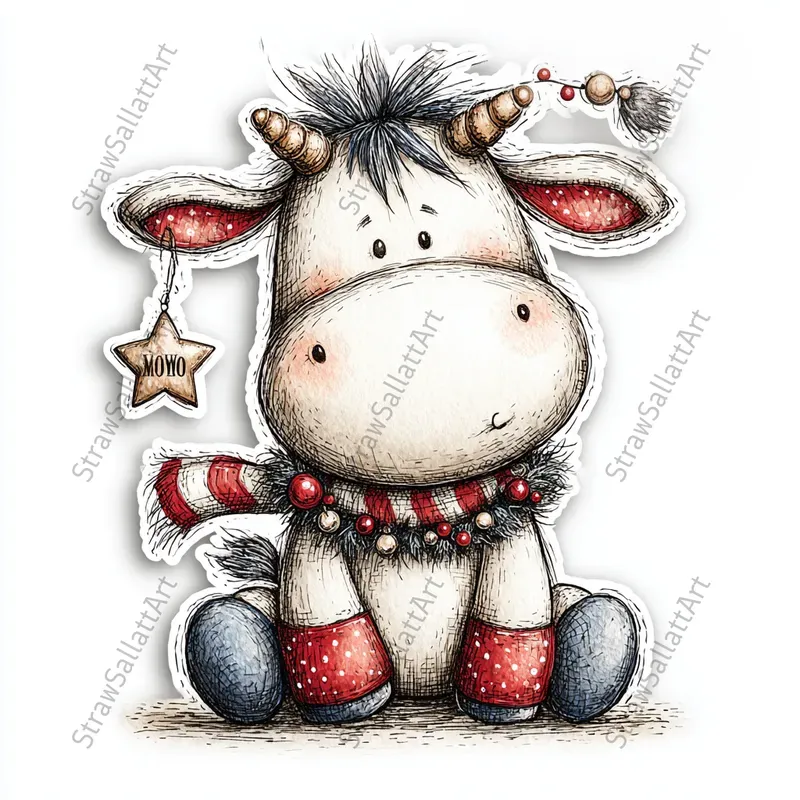 Cute Christmas Character Sticker Cliparts
