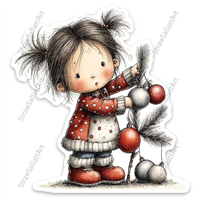 Cute Christmas Character Sticker Cliparts
