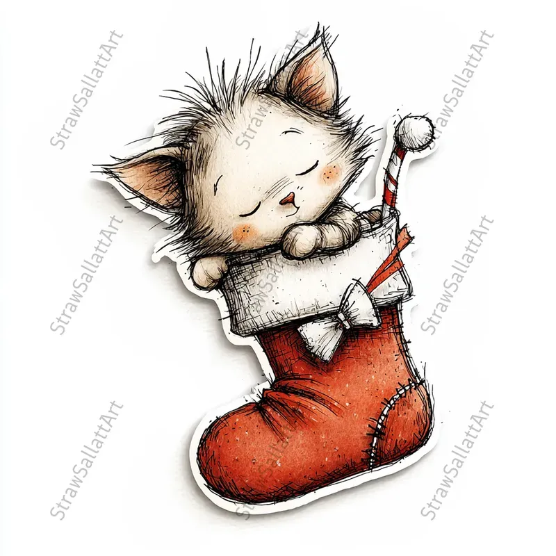 Cute Christmas Character Sticker Cliparts