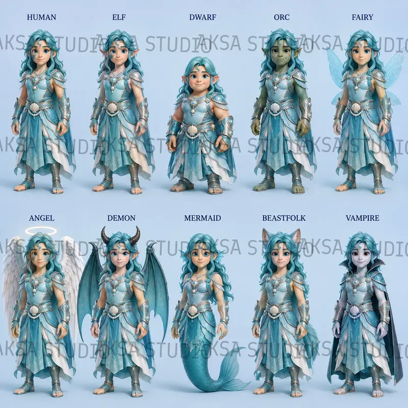 3D Character Species Sheets