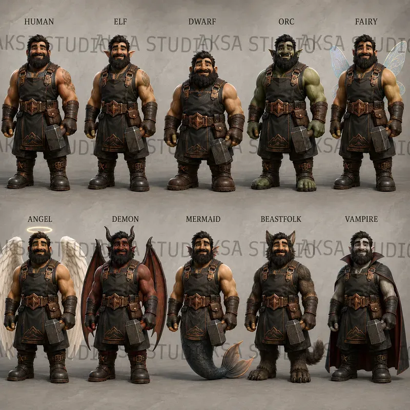 3D Character Species Sheets