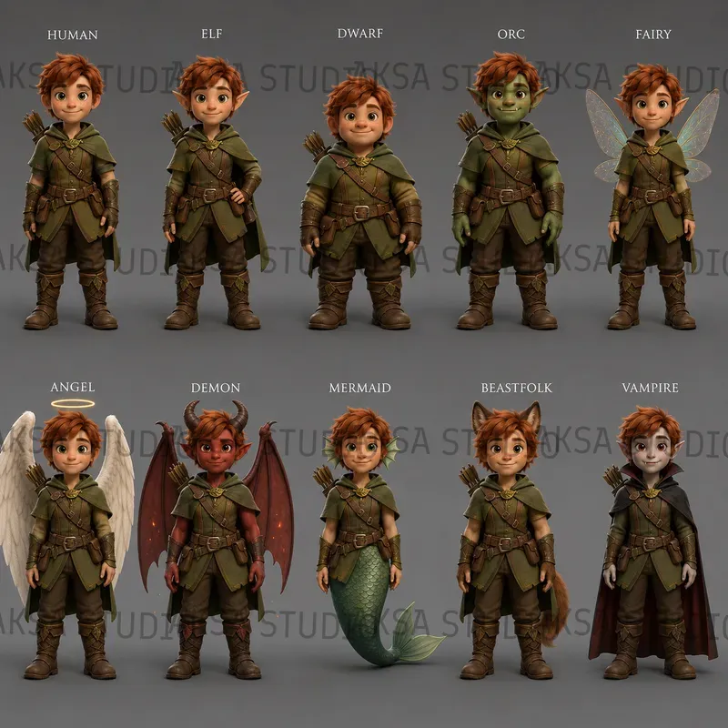 3D Character Species Sheets