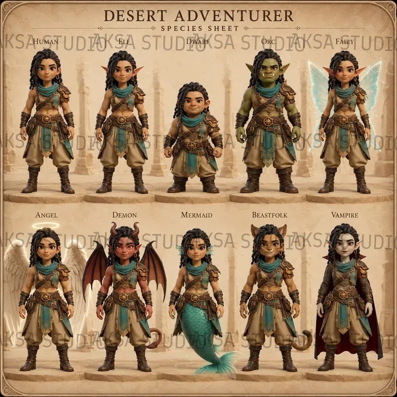 3D Character Species Sheets