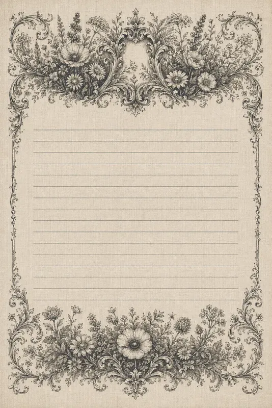 Ornamental Lined Page Junk Journal Papers