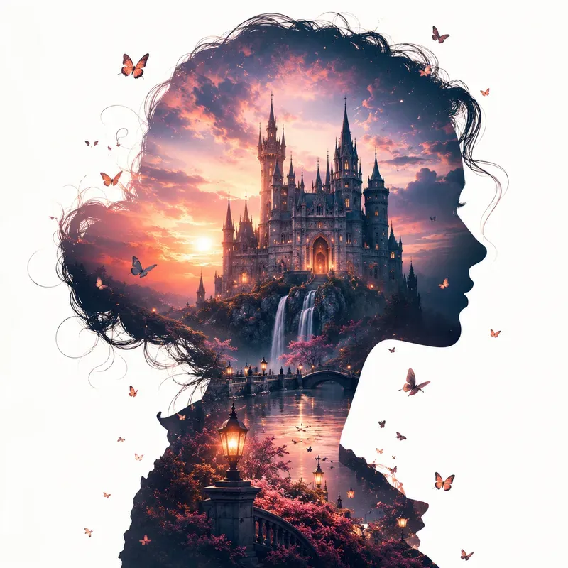 Dreamscape Double Exposure Silhouettes