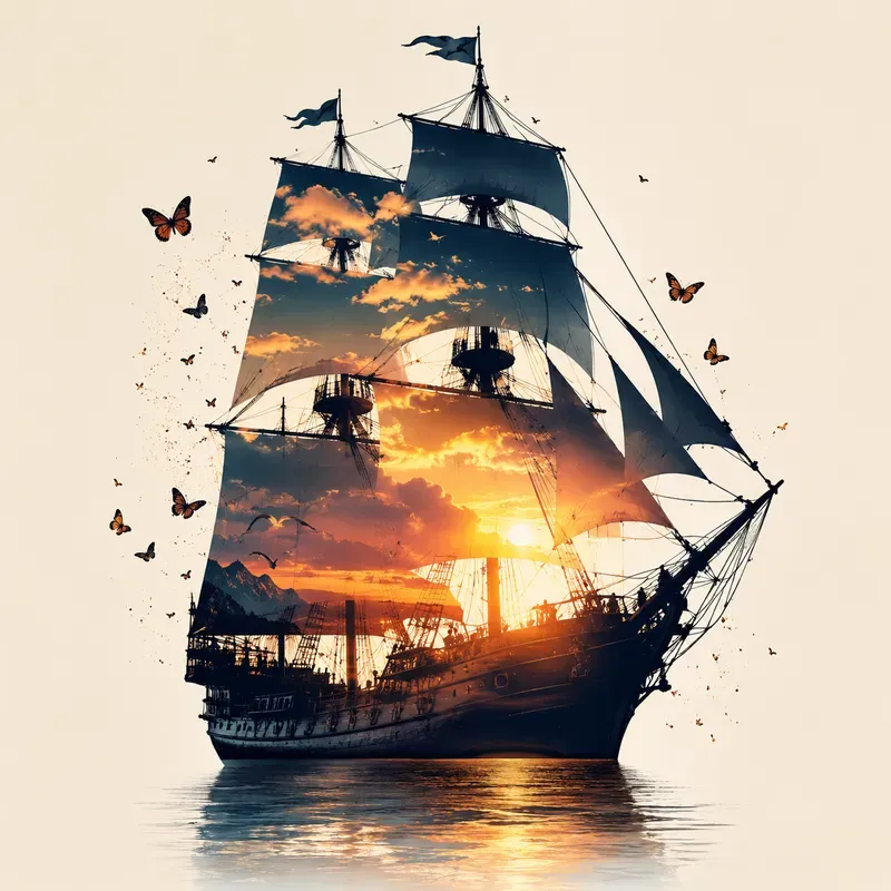 Dreamscape Double Exposure Silhouettes