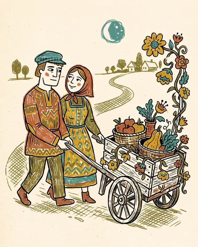 Handcrafted Crayon Folk Illustrations