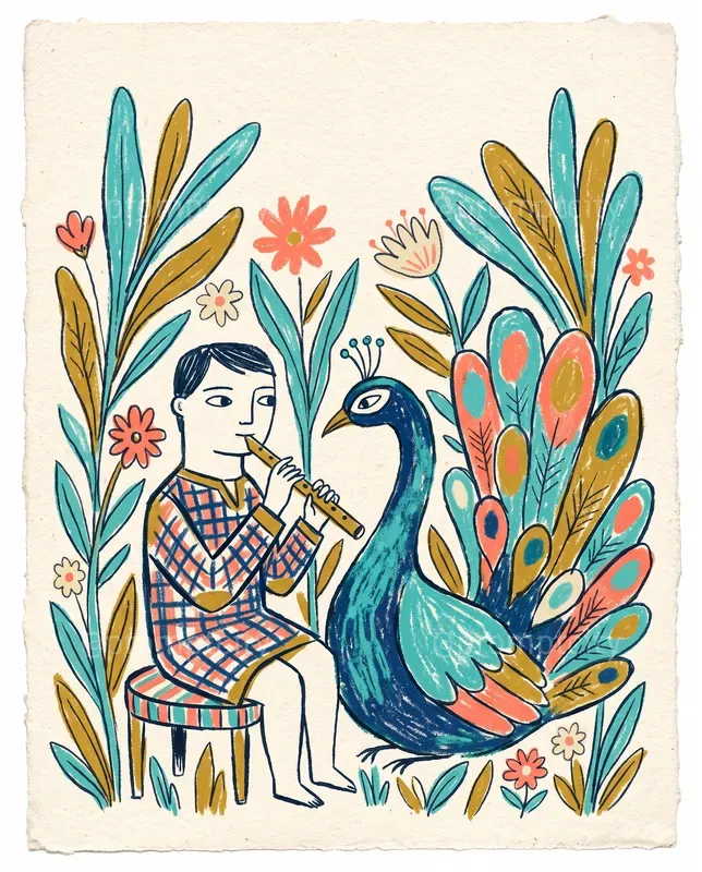 Handcrafted Crayon Folk Illustrations