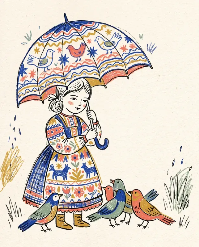 Handcrafted Crayon Folk Illustrations