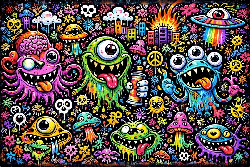 Psychedelic Graffiti Mural Generator