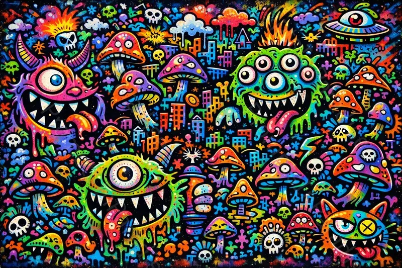 Psychedelic Graffiti Mural Generator