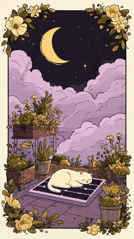 Cozy Solarpunk Scifi Postcard Art