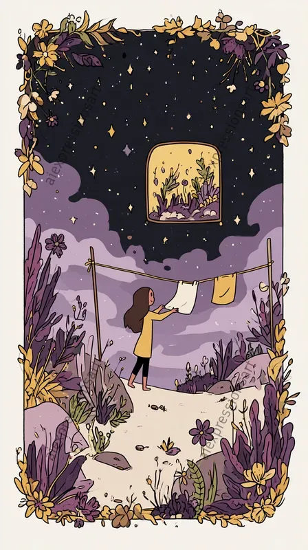 Cozy Solarpunk Scifi Postcard Art