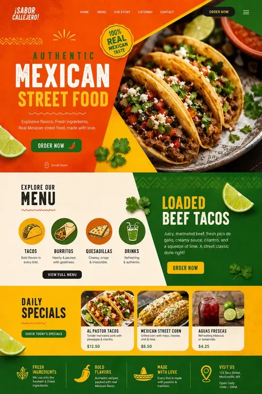 Modern Mexican Food Landing Page UIs