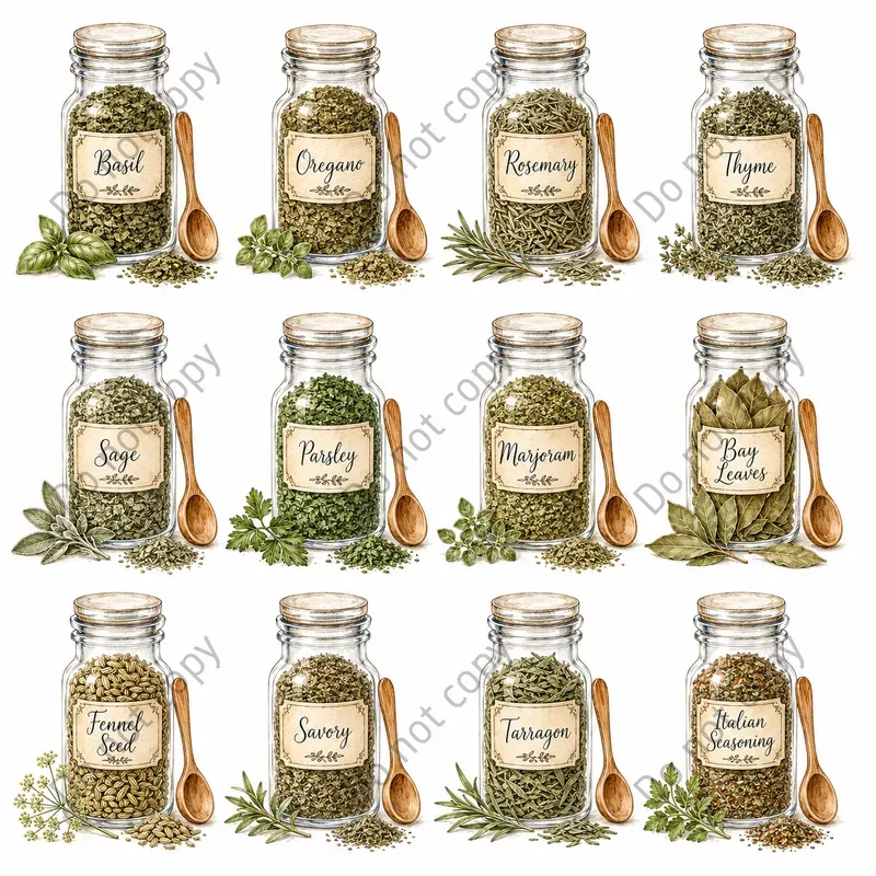 Watercolor Spice Jar Clipart