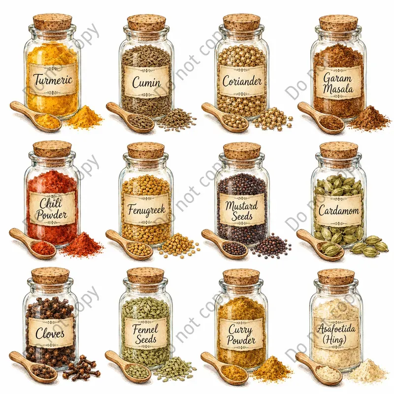 Watercolor Spice Jar Clipart