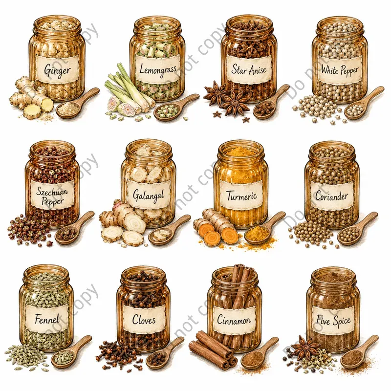 Watercolor Spice Jar Clipart