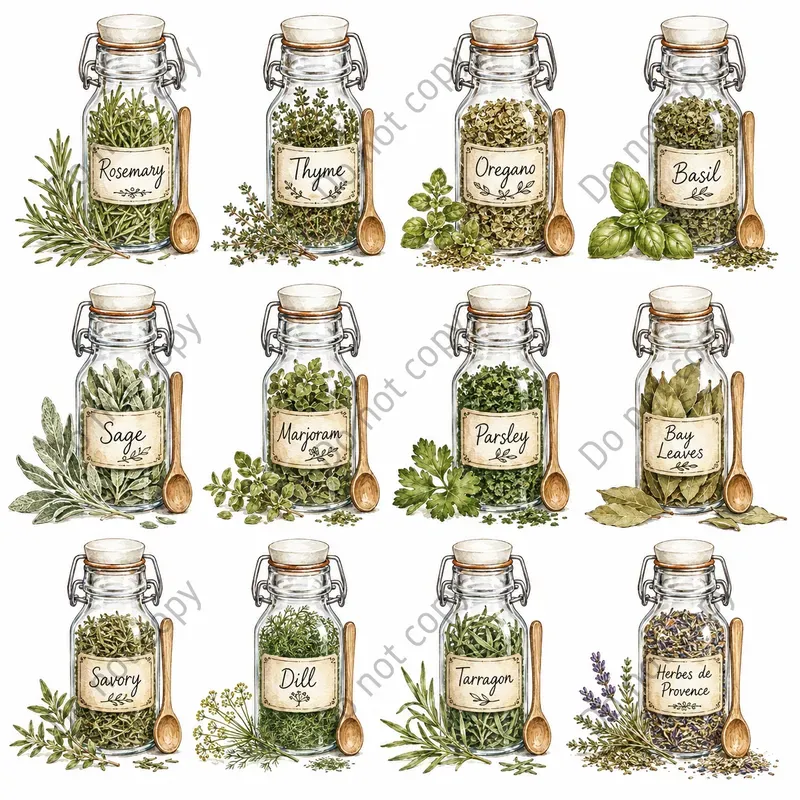 Watercolor Spice Jar Clipart