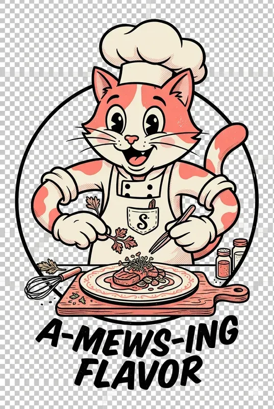 Vintage Animal Chef Mascot Apparel Art