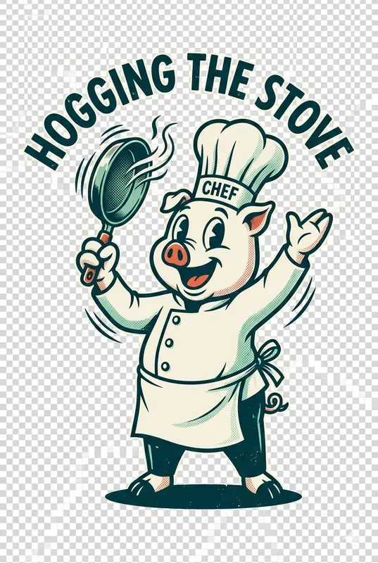 Vintage Animal Chef Mascot Apparel Art