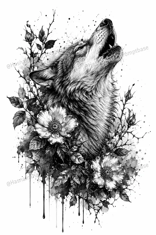 Plural: Black White Ink Tattoo Animal Florals