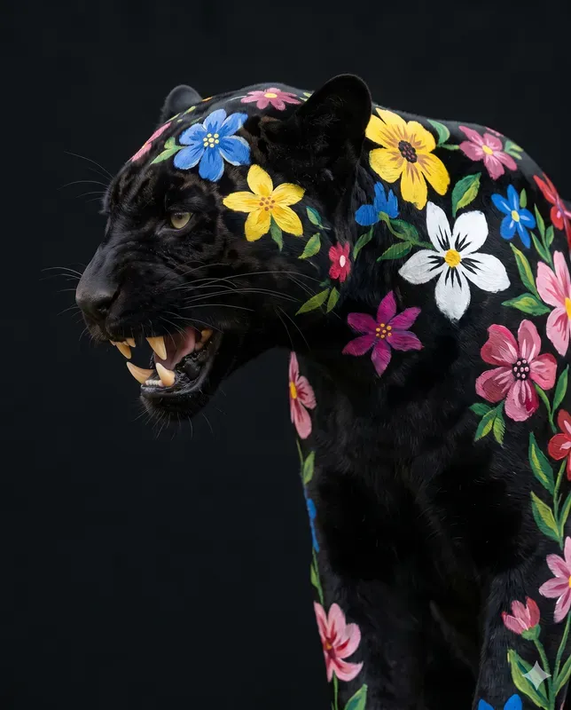 Black Animal Folkart Portrait Modulars