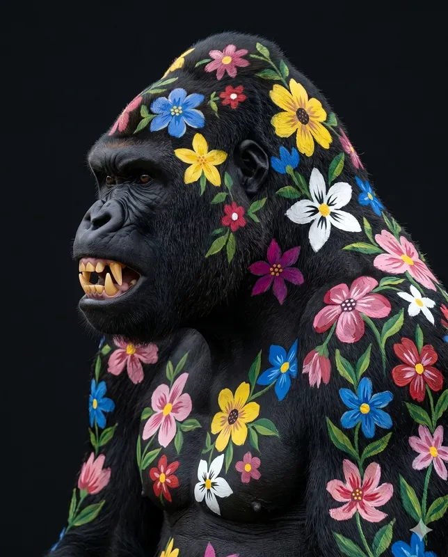 Black Animal Folkart Portrait Modulars