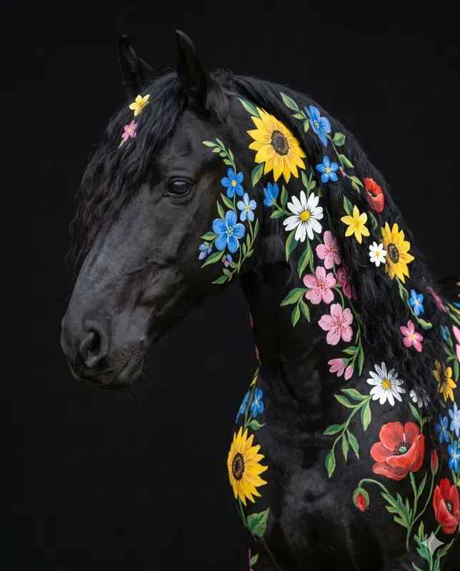 Black Animal Folkart Portrait Modulars
